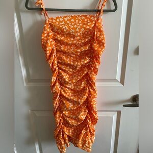 Orange Floral Dress with cinching!